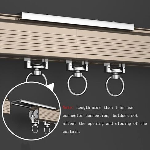 Ceiling or Wall Mounting Aluminum Heavy Duty Slidingain Rail for Living Room Bedroom Room Divider/White-Wall/2M(2 * 1M)(Champne wall,4.8M(4 * 1.2M)) in Kuwait