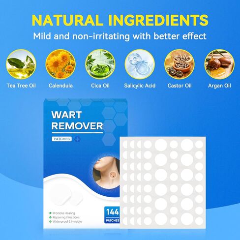 SAKIMA Wart Remover Patches, Fast & Easy Operate Hydrocolloid Waterproof Invisible Sticker, Suitable for All Skin, Friendly to New-User, 144Pcs in Kuwait