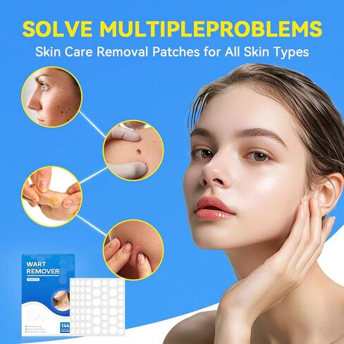 SAKIMA Wart Remover Patches, Fast & Easy Operate Hydrocolloid Waterproof Invisible Sticker, Suitable for All Skin, Friendly to New-User, 144Pcs in Kuwait
