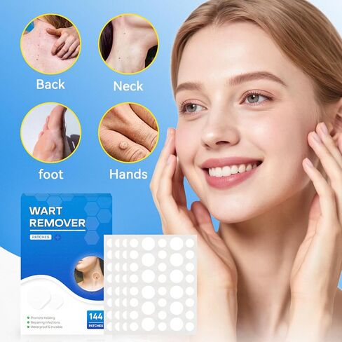 SAKIMA Wart Remover Patches, Fast & Easy Operate Hydrocolloid Waterproof Invisible Sticker, Suitable for All Skin, Friendly to New-User, 144Pcs in Kuwait