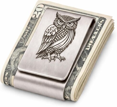 IN SELECT Owl Double Layer Money Clip for Men – Custom Name Engraved Option Stainless Steel Slim Wallet, Cash & Card Holder in Saudi Arabia
