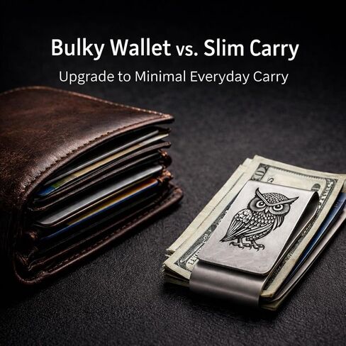 IN SELECT Owl Double Layer Money Clip for Men – Custom Name Engraved Option Stainless Steel Slim Wallet, Cash & Card Holder in Saudi Arabia