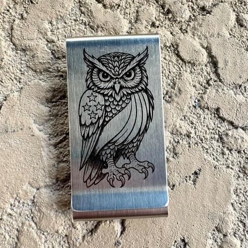 IN SELECT Owl Double Layer Money Clip for Men – Custom Name Engraved Option Stainless Steel Slim Wallet, Cash & Card Holder in Saudi Arabia