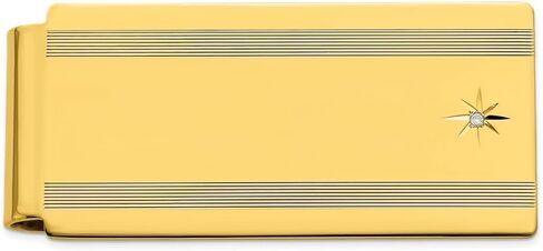 Diamond2Deal Gold-Plated Kelly Waters Star .001ct Diamond Hinged Money Clip (Length: 25 mm|Width: 50mm) in Kuwait
