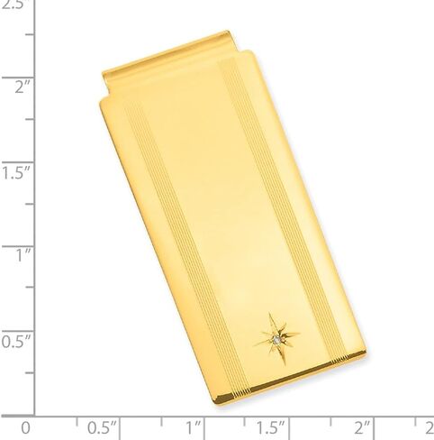 Diamond2Deal Gold-Plated Kelly Waters Star .001ct Diamond Hinged Money Clip (Length: 25 mm|Width: 50mm) in Kuwait