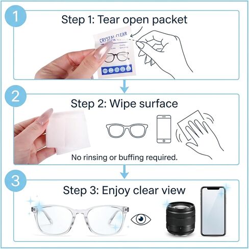 Icepac Lens Wipes for Eyeglasses - 200-Moistened Individual Wrapped Eye Glasses Cleaning Wipes | 12 * 15cm -Cleaner for Glasses, Sunglasses, Phone Screen, Electronics & Camera Lens in Saudi Arabia