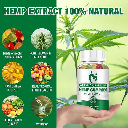 (1 Packs) Hemp Gummies for Pain, Sleep, Anxiety - High Potency Pure Organic Hеmp Oil Extract Supplement - 100% Natural Hemp Gummy - Vegan Non-GMO in Saudi Arabia