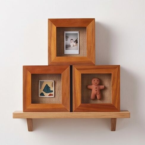 3x3 Tiny Shadow Box Frame, Acacia Wood Keepsake Display Case, Crystal-Clear Scratch-Resistant Acrylic Front, Linen-Covered Pin Board, Brown in Saudi Arabia