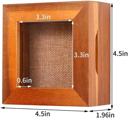 3x3 Tiny Shadow Box Frame, Acacia Wood Keepsake Display Case, Crystal-Clear Scratch-Resistant Acrylic Front, Linen-Covered Pin Board, Brown in Saudi Arabia