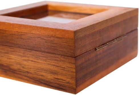 3x3 Tiny Shadow Box Frame, Acacia Wood Keepsake Display Case, Crystal-Clear Scratch-Resistant Acrylic Front, Linen-Covered Pin Board, Brown in Saudi Arabia