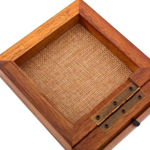 3x3 Tiny Shadow Box Frame, Acacia Wood Keepsake Display Case, Crystal-Clear Scratch-Resistant Acrylic Front, Linen-Covered Pin Board, Brown in Saudi Arabia