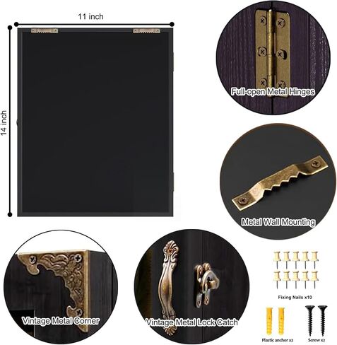 Shadow Box Deep 4.7 in Wooden Frame Clear Acrylic Front Cover 11x14 | Impact-resistant Memory Showcase with Vintage Lock,Linen Cork Back Keepsake Holder for Medals,Dried Bouquets,Baby Keepsakes in Saudi Arabia