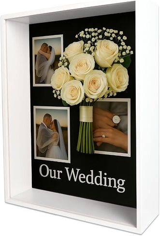 11.8x15.8x4 Shadow Box Frame Display Case with Glass Cover and Lining Extra Deep Large Picture Frame Memory Box for Wedding Bouquet Flowers Pet Memorial Collectibles and Memorabilia Display in Kuwait