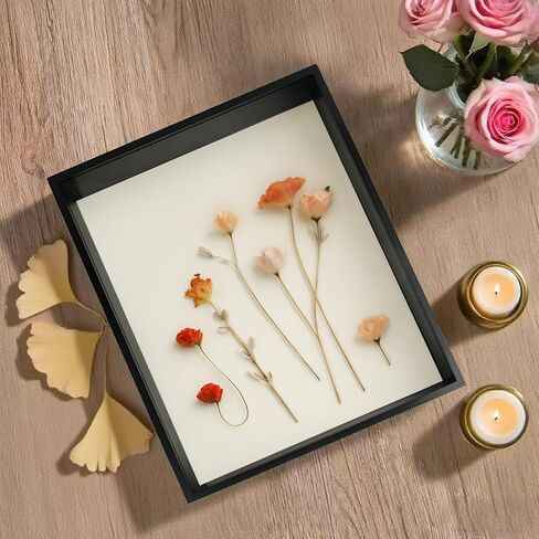11.8x15.8x4 Shadow Box Frame Display Case with Glass Cover and Lining Extra Deep Large Picture Frame Memory Box for Wedding Bouquet Flowers Pet Memorial Collectibles and Memorabilia Display in Kuwait