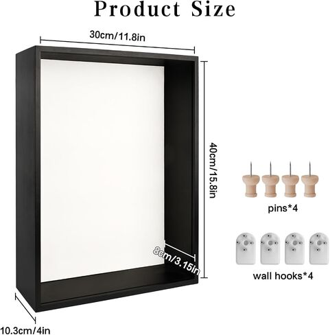 11.8x15.8x4 Shadow Box Frame Display Case with Glass Cover and Lining Extra Deep Large Picture Frame Memory Box for Wedding Bouquet Flowers Pet Memorial Collectibles and Memorabilia Display in Kuwait