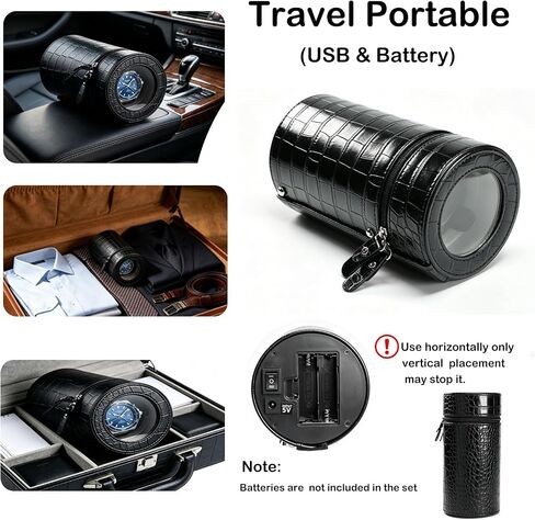 Portable Automatic Watch Winder, Single Watch Winder Box with Anti-Magnetic Protection, 2 Rotation Modes, Dual Power Supply, Compact Cylindrical Design for Home & Travel in Saudi Arabia