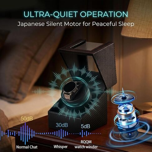 Automatic Watch Winder for Automatic Watches, Single Watch Winder Box with Quiet Operation, Carbon Fiber Watch Display Case with Transparent Window in Saudi Arabia