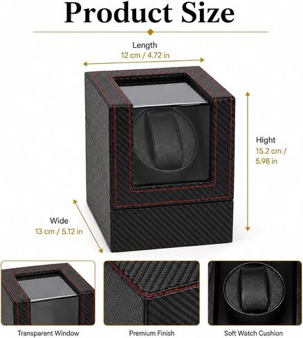 Automatic Watch Winder for Automatic Watches, Single Watch Winder Box with Quiet Operation, Carbon Fiber Watch Display Case with Transparent Window in Saudi Arabia