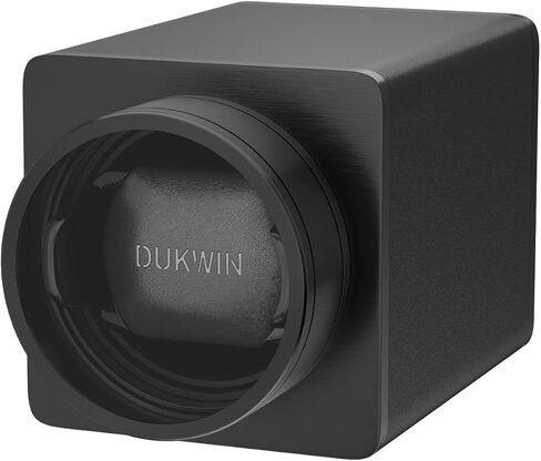 DUKWIN Single Vegan Leather Watch Winder with 5TPD, Dual Power Supply, Supper Quiet Motor and Adjustable Watch Pillow, Small Watch Winder for Travel in Saudi Arabia