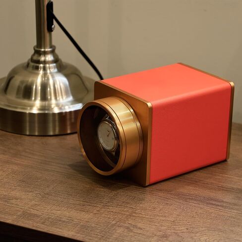 DUKWIN Single Vegan Leather Watch Winder with 5TPD, Dual Power Supply, Supper Quiet Motor and Adjustable Watch Pillow, Small Watch Winder for Travel in Saudi Arabia