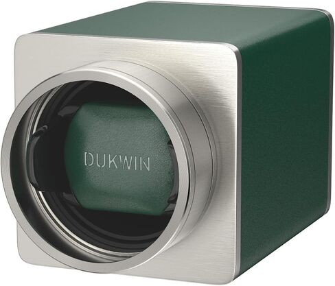 DUKWIN Single Vegan Leather Watch Winder with 5TPD, Dual Power Supply, Supper Quiet Motor and Adjustable Watch Pillow, Small Watch Winder for Travel in Saudi Arabia