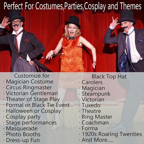 Magician Costume Accessories for Adult with Top Hat Set,Beard,Bow Tie, Magic Wand and Gloves for Magic Tricks Show Halloween Cosplay,1920s Men Accessories in Saudi Arabia
