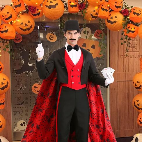 Magician Costume Accessories for Adult with Top Hat Set,Beard,Bow Tie, Magic Wand and Gloves for Magic Tricks Show Halloween Cosplay,1920s Men Accessories in Saudi Arabia