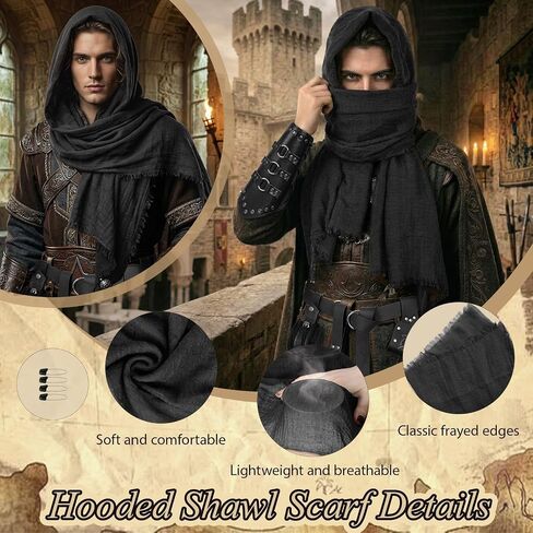 8pcs Renaissance Medieval Costume Accessories Men - Viking Knight Assassin Leather Armor & Shoulder Cape Bracers Belt Set in Saudi Arabia