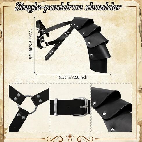 8pcs Renaissance Medieval Costume Accessories Men - Viking Knight Assassin Leather Armor & Shoulder Cape Bracers Belt Set in Saudi Arabia