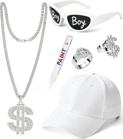Hip Hop Costume Kit 80s 90s Rapper Accessories, Retro Outfit for Men Women Cosplay, Club and Old School Theme Party in Saudi Arabia