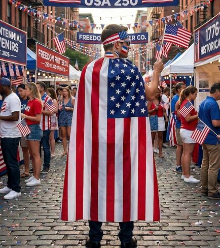 American Flag Cape Costume Accessories, 4th of July Outfits for Women and Men 250th Anniversary Independence Day in Saudi Arabia