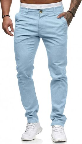 HUNGSON Mens Chinos Dress Pants Slim Fit Stretch Business Casual Golf Work Slacks Trousers in Kuwait
