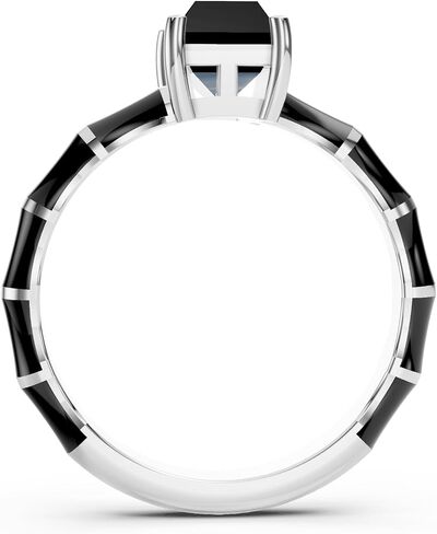 Italian Enamel Unique Handmade Genuine Real Natural Black Onyx 925 Sterling Silver Promise Engagement Handmade Ring for Women in Kuwait