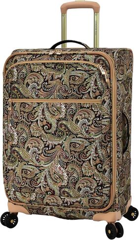 London Fog Mayfair 25 Inch Expandable Spinner Softside Suitcase, Black Sand Paisley in Kuwait
