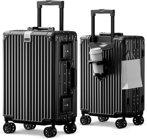 Carry on Luggage Aluminium Frame with Cup Holder, 20 Inch Zipperless Luggage with Spinner Wheels,Carry On Luggage 22x14x9 Airline Approved for Fathers Day Gift for Dad Men Him Husband in Saudi Arabia