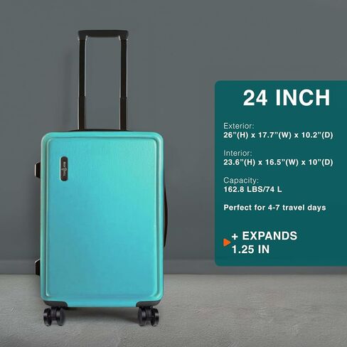TRAVELARIM 24 Inch Luggage with Spinner Wheels, Hard Shell Suitcase with TSA Locks for Luggage, Travel Large Suitcase, Expandable Hard Shell Suitcases, Teal in Saudi Arabia