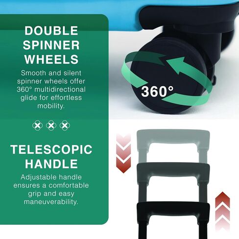 TRAVELARIM 24 Inch Luggage with Spinner Wheels, Hard Shell Suitcase with TSA Locks for Luggage, Travel Large Suitcase, Expandable Hard Shell Suitcases, Teal in Saudi Arabia