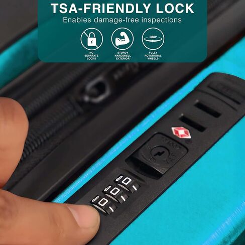 TRAVELARIM 24 Inch Luggage with Spinner Wheels, Hard Shell Suitcase with TSA Locks for Luggage, Travel Large Suitcase, Expandable Hard Shell Suitcases, Teal in Saudi Arabia
