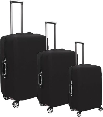 Klmnop 3 Pack Suitcase Covers for Luggage 18-28 Inch - Elastic, Scratch-Resistant Luggage Protectors | Washable Travel Luggage Cover Set(Black) in Kuwait