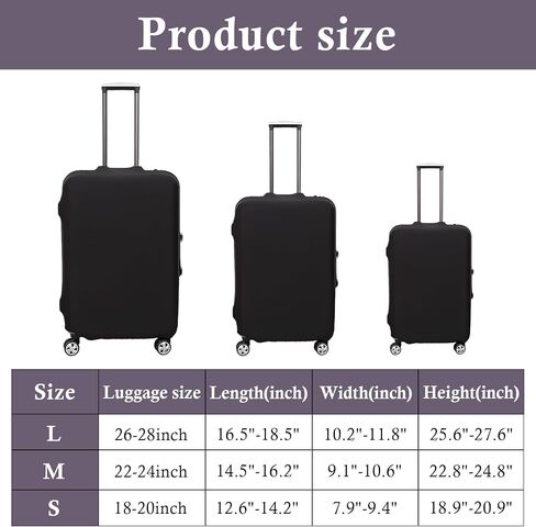 Klmnop 3 Pack Suitcase Covers for Luggage 18-28 Inch - Elastic, Scratch-Resistant Luggage Protectors | Washable Travel Luggage Cover Set(Black) in Kuwait