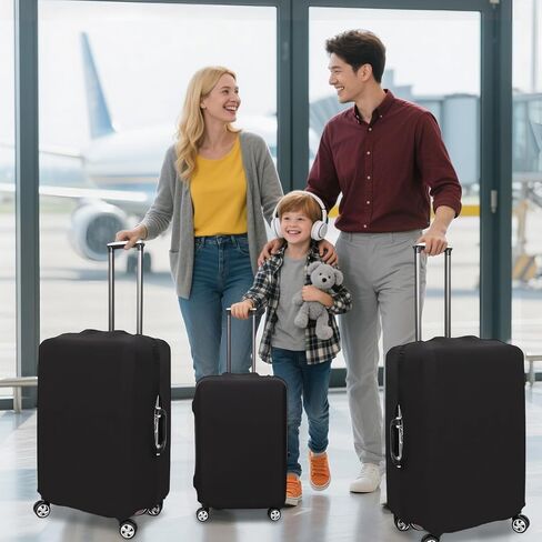 Klmnop 3 Pack Suitcase Covers for Luggage 18-28 Inch - Elastic, Scratch-Resistant Luggage Protectors | Washable Travel Luggage Cover Set(Black) in Kuwait