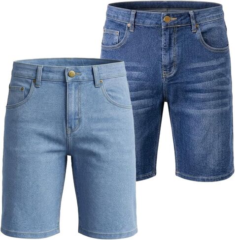 Liloak Mens Jean Shorts Pack, Mens Denim Shorts Stretch Straight Leg Jorts Men Casual Summer Shorts in Kuwait