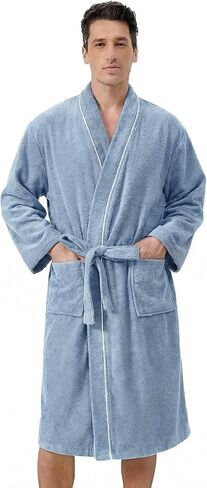 Inner Wish Men's Terry Cloth Bathrobe - Soft Absorbent Quick-Dry Spa Robe with Pockets, Lightweight Robe for Shower in Saudi Arabia