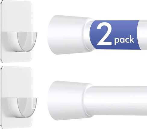 Corklatta 2 Pack White Spring Tension Curtain Rods Adjustable 16 to 40 Inch, Small Tension Rod with 4 Holders,No Drill Curtain Rods for Window 24-36 in Saudi Arabia