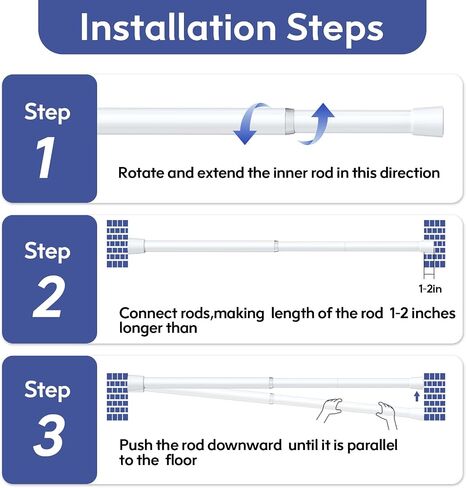 Corklatta 2 Pack White Spring Tension Curtain Rods Adjustable 16 to 40 Inch, Small Tension Rod with 4 Holders,No Drill Curtain Rods for Window 24-36 in Saudi Arabia