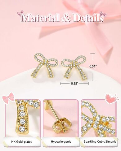 Always Remember You Are Loved - 14k Gold-plated Bow Earrings for Teen Girls Birthday Christmas Graduation Gifts in Saudi Arabia