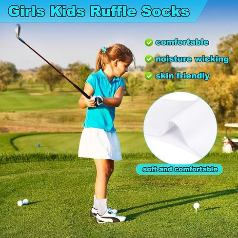 8 Pairs Ruffle Socks for Girls, White Cotton Cute Kid Frilly Dress Sock for School Uniform, Gift for Back-to-School in Kuwait