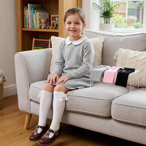 4 Pairs Bow Girls Knee High Socks, Soft Cute Long Socks for Girls Over Calf Stockings School Uniform Dress Sock (6-12Year) in Kuwait