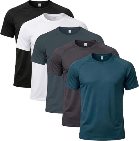 5 Pack Men's Summer Ice Cooling T-Shirts - Dry Fit Workout Moisture Wicking Athletic Gym Shirts, Lightweight Active Tops in Saudi Arabia