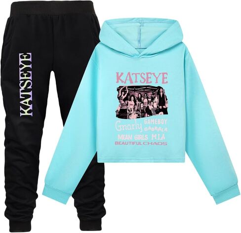 KATSEYE Girls Hoodie Set Kids Hooded&Pant Pullover Music Album Graphic Katseye Merch Long Sleeve Suit in Kuwait